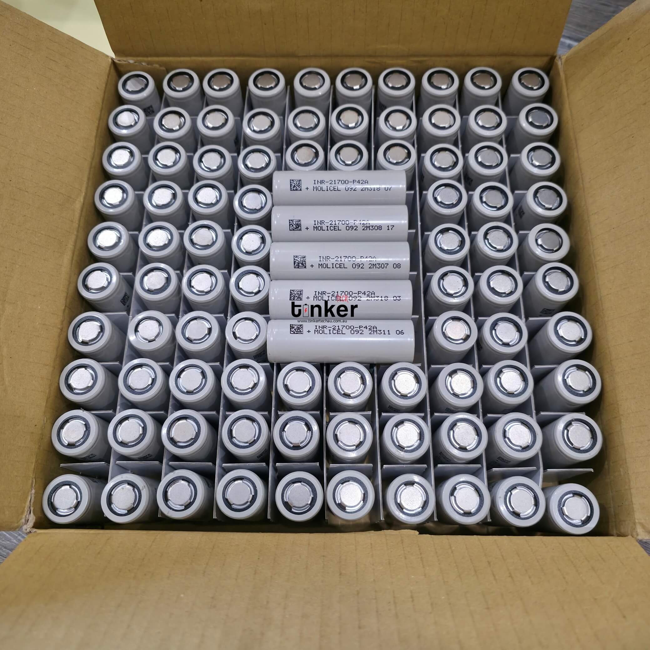 100PCS Mixed Batch Molicel P42A 21700 4200mAh 45A Battery