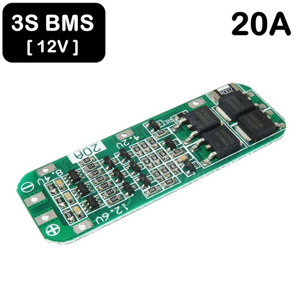 3S BMS 12V PCB Protection Circuit Board 20A - TinkerTech AU BMS