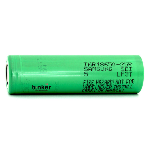 Samsung 25R 18650 2500mAh 20A Battery - TinkerTech AU Samsung 18650 Flat Top