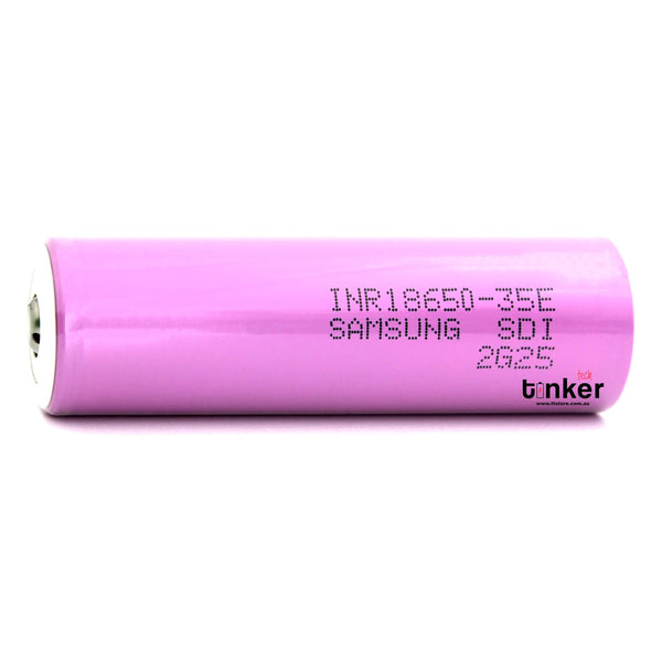 Samsung 35E 18650 3500mAh 10A Battery - Button Top - TinkerTech AU Samsung 18650 Button Top