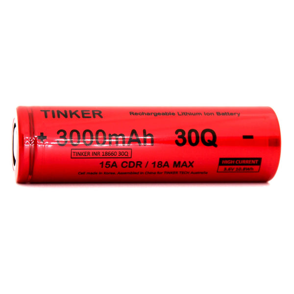 Tinker 30Q 18650 3000mAh 15A Battery - TinkerTech AU TinkerTech AU 18650 Flat Top