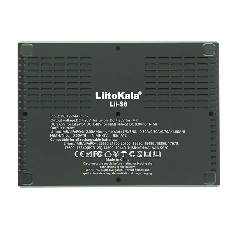 LiitoKala Lii-S8 8 Slots LCD Battery Charger for Li-ion LiFePO4 Ni-MH Ni-Cd 9V 21700 20700 26650 18650 RCR123 18700 - TinkerTech AU LiitoKala