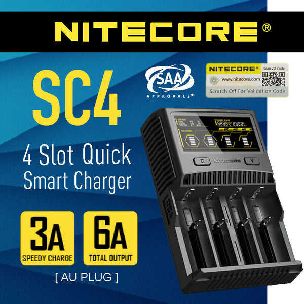 Nitecore SC4 4 Slots Superb Battery Charger - TinkerTech AU Nitecore