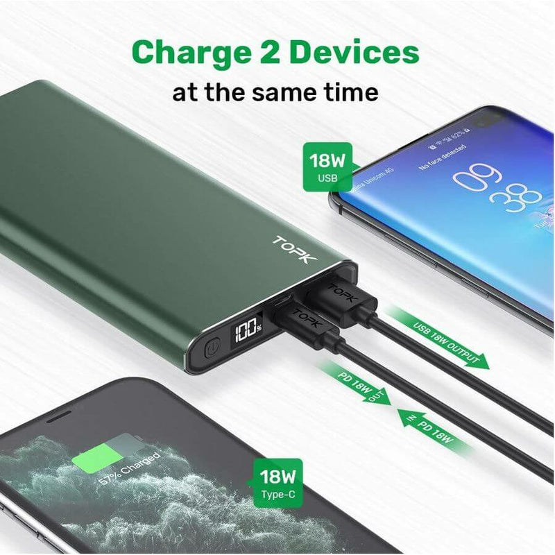 TopK Power Bank 10000mAh PD QC 3.0 Fast-Charge 18W - TinkerTech AU TinkerTech AU