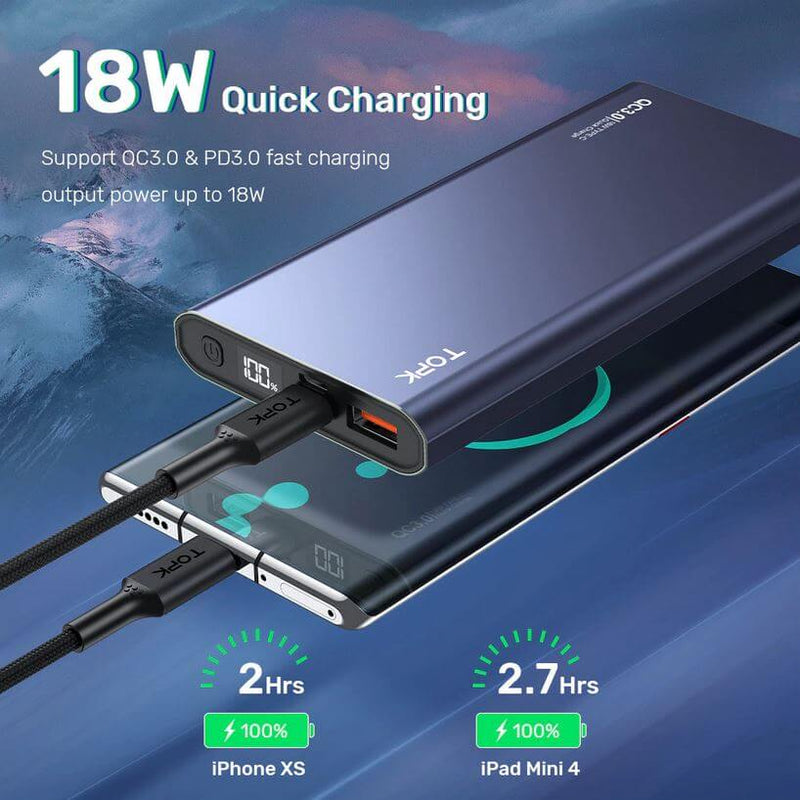 TopK Power Bank 10000mAh PD QC 3.0 Fast-Charge 18W - TinkerTech AU TinkerTech AU